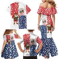 Panama Christmas Family Matching Mermaid Dress and Hawaiian Shirt with Tropical Santa National Coat of Arms and Festive Pattern Design - Wonder Print Shop