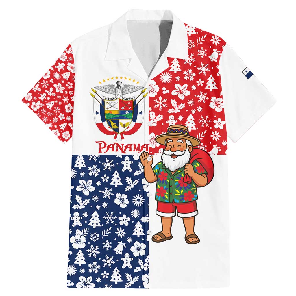 Panama Christmas Family Matching Mermaid Dress and Hawaiian Shirt with Tropical Santa National Coat of Arms and Festive Pattern Design - Wonder Print Shop