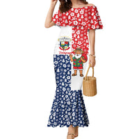 Panama Christmas Family Matching Mermaid Dress and Hawaiian Shirt with Tropical Santa National Coat of Arms and Festive Pattern Design - Wonder Print Shop