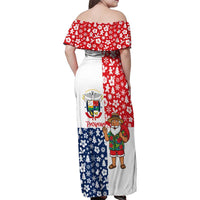 Panama Christmas Family Matching Off Shoulder Maxi Dress and Hawaiian Shirt with Tropical Santa National Coat of Arms and Festive Pattern Design - Wonder Print Shop