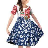 Panama Christmas Family Matching Off Shoulder Short Dress and Hawaiian Shirt with Tropical Santa National Coat of Arms and Festive Pattern Design - Wonder Print Shop