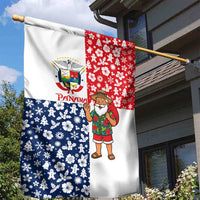 Panama Christmas Garden Flag with Tropical Santa National Coat of Arms and Festive Pattern Design - Wonder Print Shop