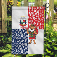 Panama Christmas Garden Flag with Tropical Santa National Coat of Arms and Festive Pattern Design - Wonder Print Shop