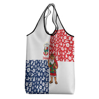 Panama Christmas Grocery Bag with Tropical Santa National Coat of Arms and Festive Pattern Design - Wonder Print Shop