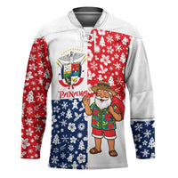 Panama Christmas Hockey Jersey with Tropical Santa National Coat of Arms and Festive Pattern Design - Wonder Print Shop