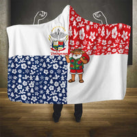 Panama Christmas Hooded Blanket with Tropical Santa National Coat of Arms and Festive Pattern Design - Wonder Print Shop