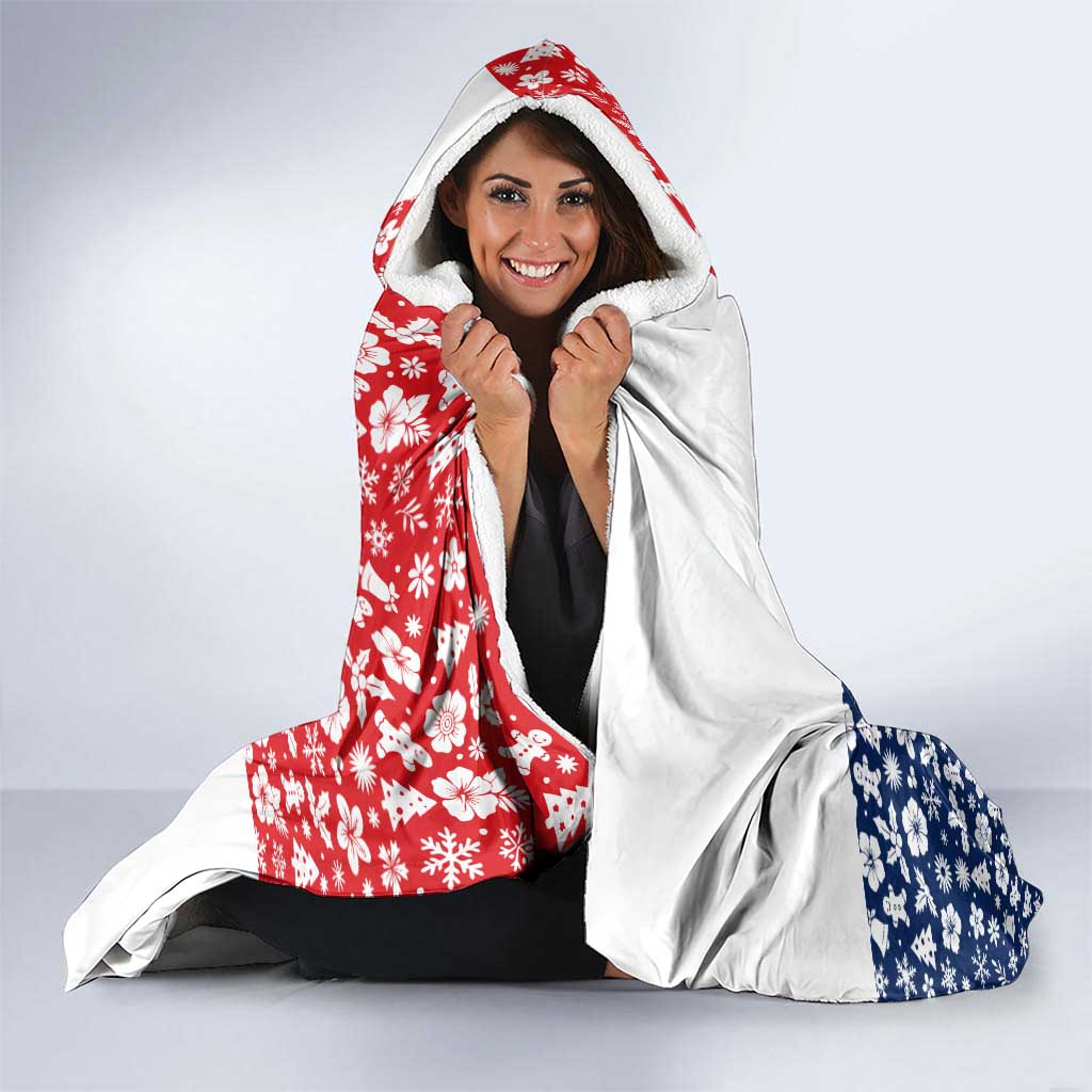 Panama Christmas Hooded Blanket with Tropical Santa National Coat of Arms and Festive Pattern Design - Wonder Print Shop