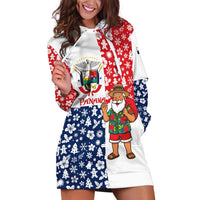 Panama Christmas Hoodie Dress with Tropical Santa National Coat of Arms and Festive Pattern Design - Wonder Print Shop