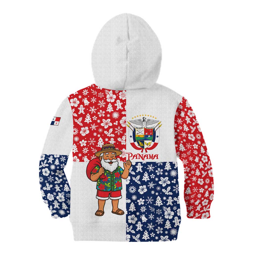 Panama Christmas Kid Hoodie with Tropical Santa National Coat of Arms and Festive Pattern Design - Wonder Print Shop