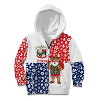Panama Christmas Kid Hoodie with Tropical Santa National Coat of Arms and Festive Pattern Design - Wonder Print Shop