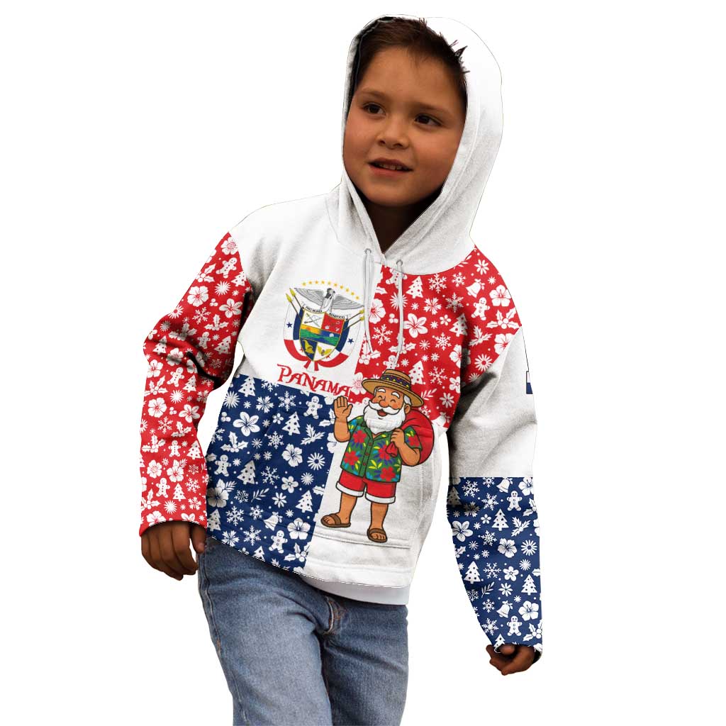 Panama Christmas Kid Hoodie with Tropical Santa National Coat of Arms and Festive Pattern Design - Wonder Print Shop