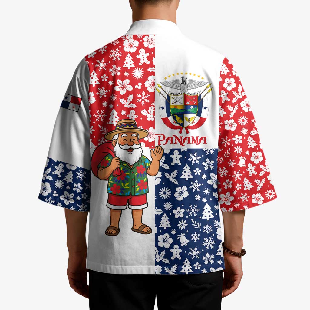 Panama Christmas Kimono with Tropical Santa National Coat of Arms and Festive Pattern Design - Wonder Print Shop