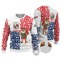 Panama Christmas Ugly Christmas Sweater with Tropical Santa National Coat of Arms and Festive Pattern Design - Wonder Print Shop