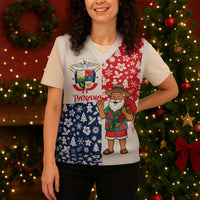 Panama Christmas Knitted V-Neck Vest with Tropical Santa National Coat of Arms and Festive Pattern Design - Wonder Print Shop