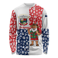 Panama Christmas Long Sleeve Shirt with Tropical Santa National Coat of Arms and Festive Pattern Design - Wonder Print Shop