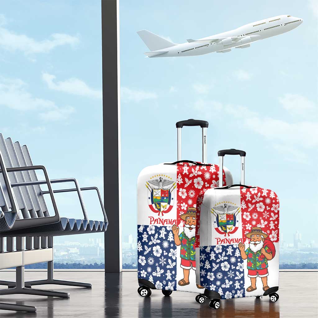 Panama Christmas Luggage Cover with Tropical Santa National Coat of Arms and Festive Pattern Design - Wonder Print Shop