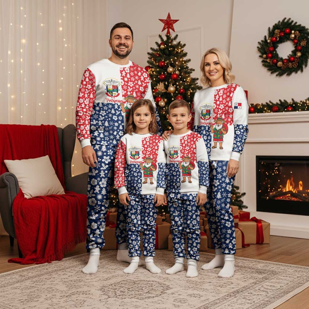 Panama Christmas Pajama Set with Tropical Santa National Coat of Arms and Festive Pattern Design - Wonder Print Shop