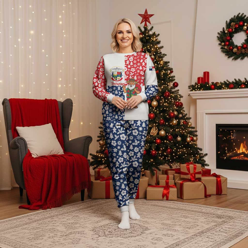 Panama Christmas Pajama Set with Tropical Santa National Coat of Arms and Festive Pattern Design - Wonder Print Shop