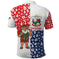 Panama Christmas Polo Shirt with Tropical Santa National Coat of Arms and Festive Pattern Design - Wonder Print Shop