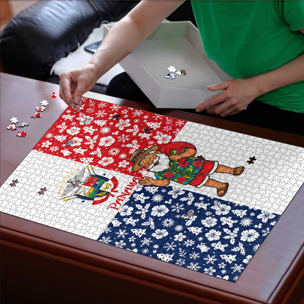 Panama Christmas Puzzle with Tropical Santa National Coat of Arms and Festive Pattern Design - Wonder Print Shop