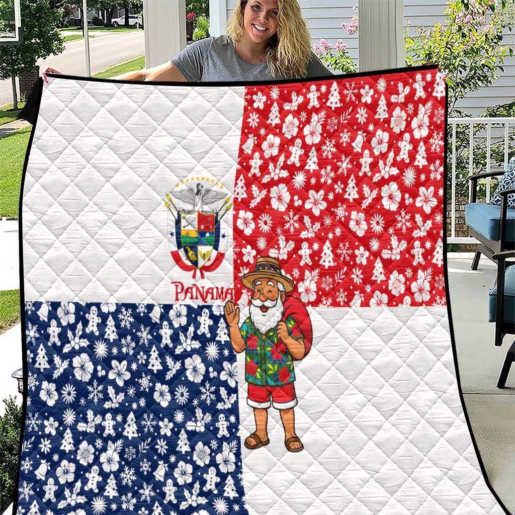 Panama Christmas Quilt with Tropical Santa National Coat of Arms and Festive Pattern Design - Wonder Print Shop