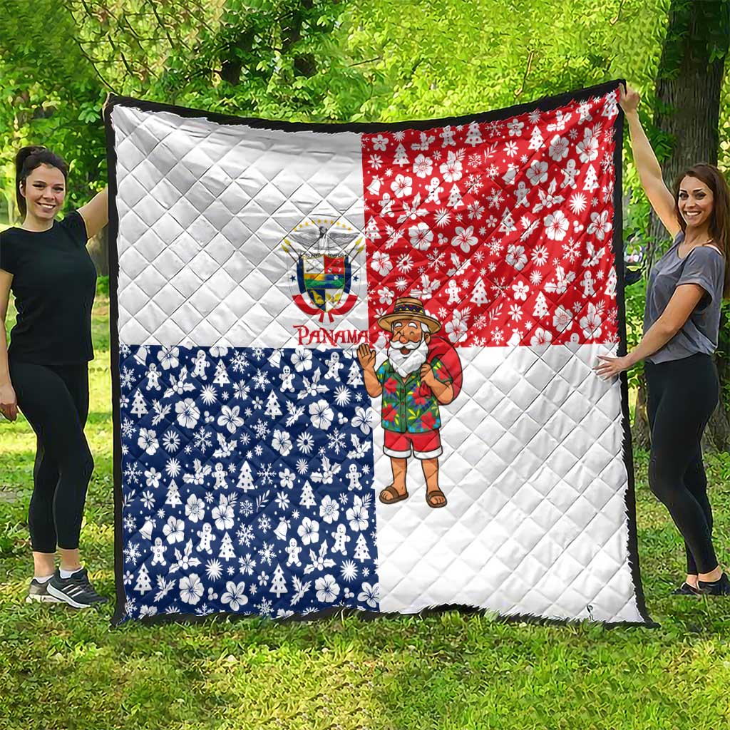 Panama Christmas Quilt with Tropical Santa National Coat of Arms and Festive Pattern Design - Wonder Print Shop