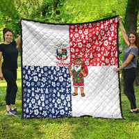 Panama Christmas Quilt with Tropical Santa National Coat of Arms and Festive Pattern Design - Wonder Print Shop
