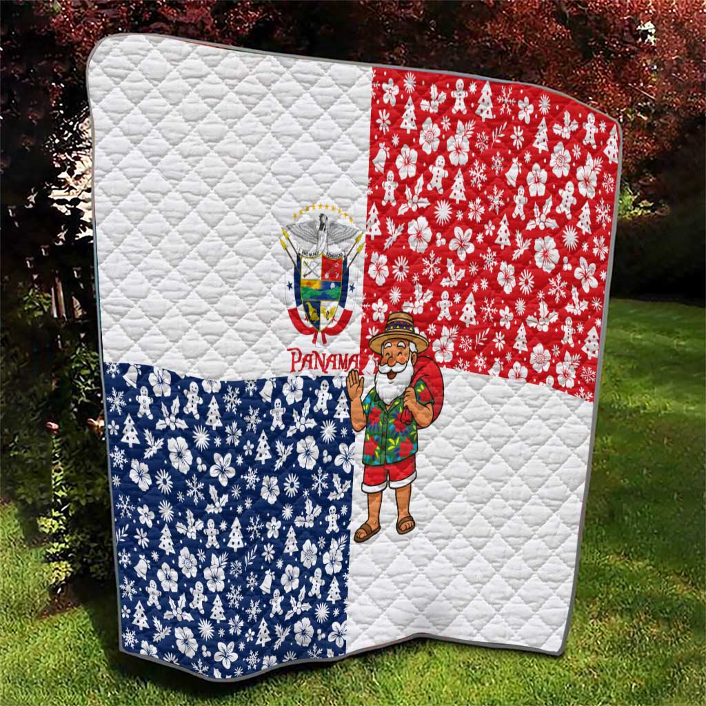 Panama Christmas Quilt with Tropical Santa National Coat of Arms and Festive Pattern Design - Wonder Print Shop