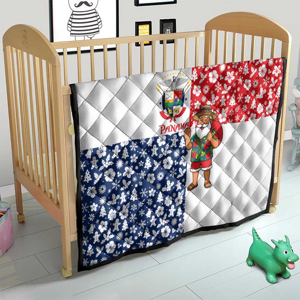 Panama Christmas Quilt with Tropical Santa National Coat of Arms and Festive Pattern Design - Wonder Print Shop