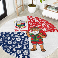 Panama Christmas Round Carpet with Tropical Santa National Coat of Arms and Festive Pattern Design - Wonder Print Shop