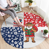 Panama Christmas Round Carpet with Tropical Santa National Coat of Arms and Festive Pattern Design - Wonder Print Shop