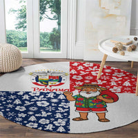 Panama Christmas Round Carpet with Tropical Santa National Coat of Arms and Festive Pattern Design - Wonder Print Shop