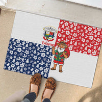 Panama Christmas Rubber Doormat with Tropical Santa National Coat of Arms and Festive Pattern Design - Wonder Print Shop