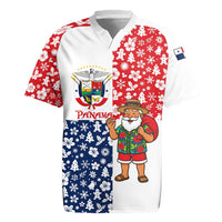Panama Christmas Rugby Jersey with Tropical Santa National Coat of Arms and Festive Pattern Design - Wonder Print Shop