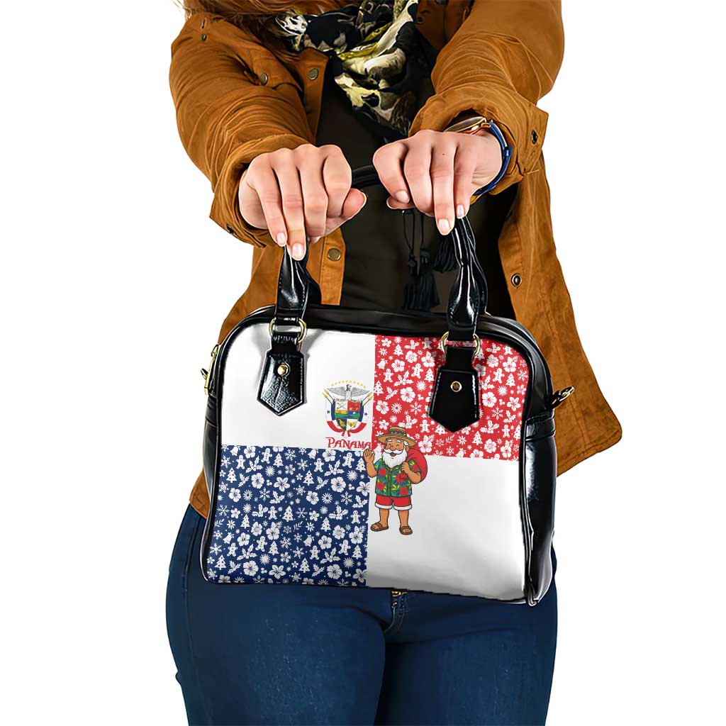 Panama Christmas Shoulder Handbag with Tropical Santa National Coat of Arms and Festive Pattern Design - Wonder Print Shop