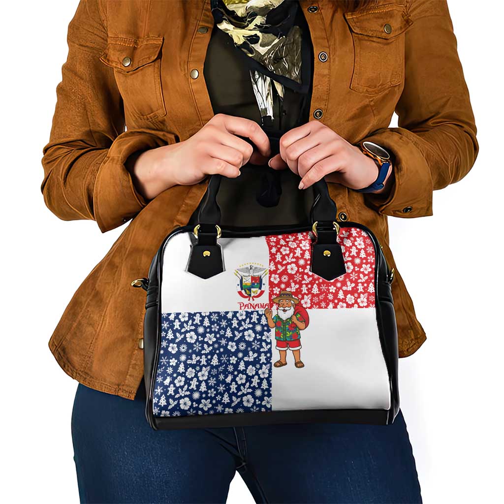 Panama Christmas Shoulder Handbag with Tropical Santa National Coat of Arms and Festive Pattern Design - Wonder Print Shop