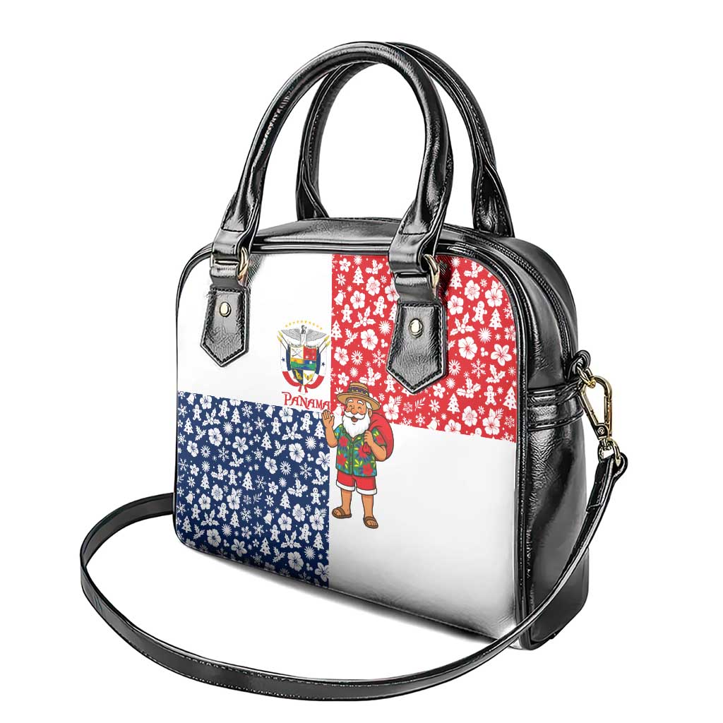 Panama Christmas Shoulder Handbag with Tropical Santa National Coat of Arms and Festive Pattern Design - Wonder Print Shop