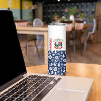 Panama Christmas Skinny Tumbler with Tropical Santa National Coat of Arms and Festive Pattern Design - Wonder Print Shop