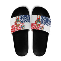 Panama Christmas Slide Sandals with Tropical Santa National Coat of Arms and Festive Pattern Design - Wonder Print Shop