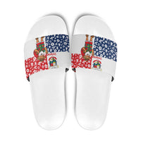 Panama Christmas Slide Sandals with Tropical Santa National Coat of Arms and Festive Pattern Design - Wonder Print Shop