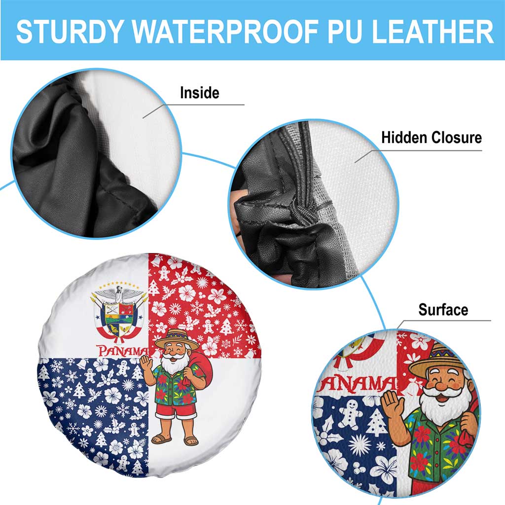 Panama Christmas Spare Tire Cover with Tropical Santa National Coat of Arms and Festive Pattern Design - Wonder Print Shop