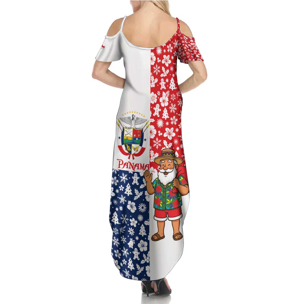 Panama Christmas Summer Maxi Dress with Tropical Santa National Coat of Arms and Festive Pattern Design - Wonder Print Shop