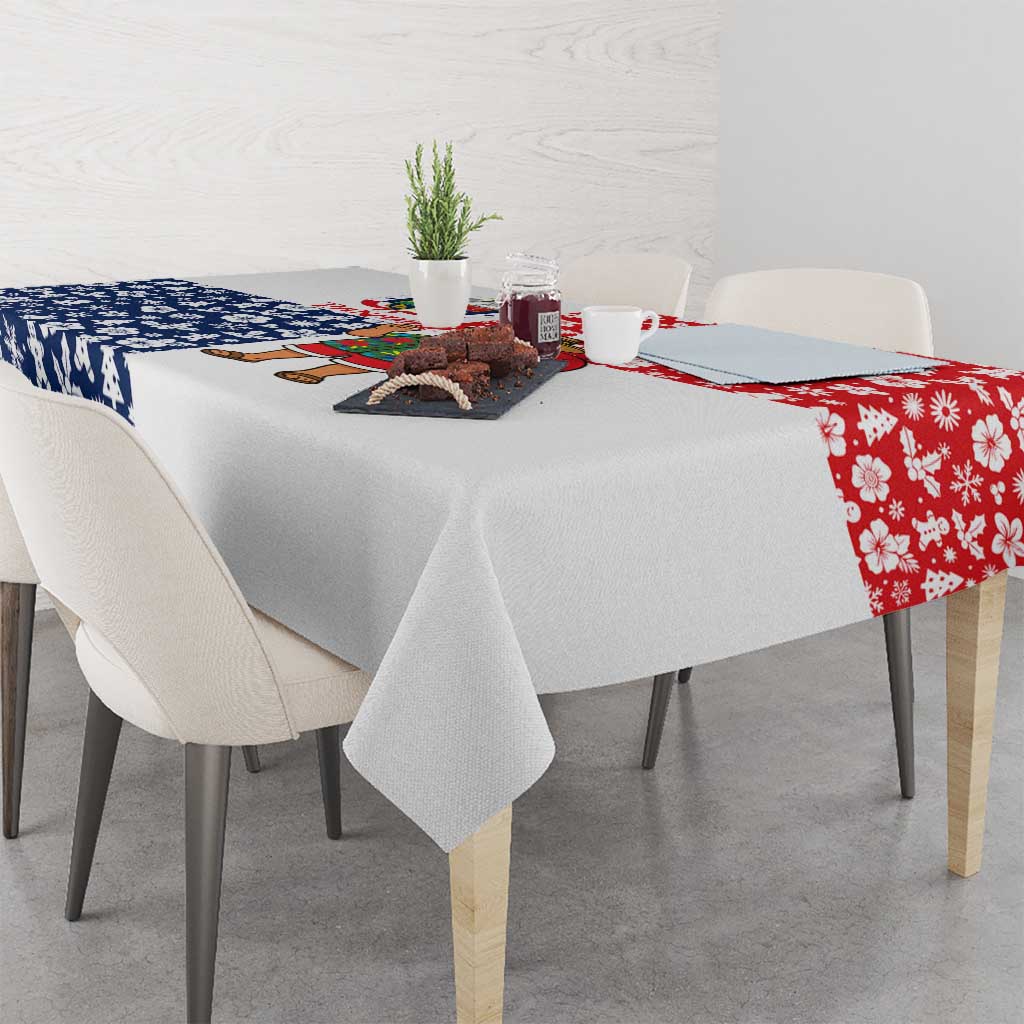Panama Christmas Tablecloth with Tropical Santa National Coat of Arms and Festive Pattern Design - Wonder Print Shop