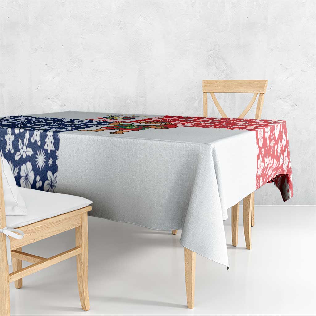 Panama Christmas Tablecloth with Tropical Santa National Coat of Arms and Festive Pattern Design - Wonder Print Shop