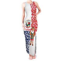 Panama Christmas Tank Maxi Dress with Tropical Santa National Coat of Arms and Festive Pattern Design - Wonder Print Shop