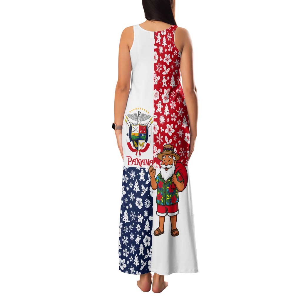 Panama Christmas Tank Maxi Dress with Tropical Santa National Coat of Arms and Festive Pattern Design - Wonder Print Shop