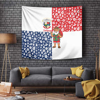 Panama Christmas Tapestry with Tropical Santa National Coat of Arms and Festive Pattern Design - Wonder Print Shop
