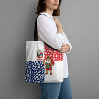 Panama Christmas Tote Bag with Tropical Santa National Coat of Arms and Festive Pattern Design - Wonder Print Shop