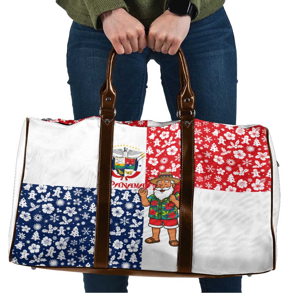 Panama Christmas Travel Bag with Tropical Santa National Coat of Arms and Festive Pattern Design - Wonder Print Shop
