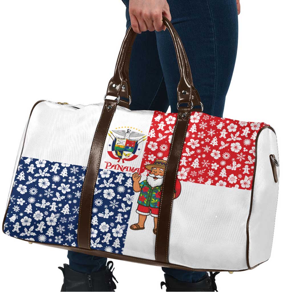 Panama Christmas Travel Bag with Tropical Santa National Coat of Arms and Festive Pattern Design - Wonder Print Shop